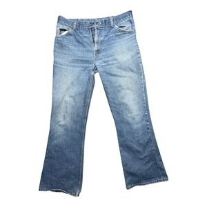 VTG‎ 70s 80s Thumbs Up Men's 34X30 Flare Denim Jeans Scovill Zipper Faded